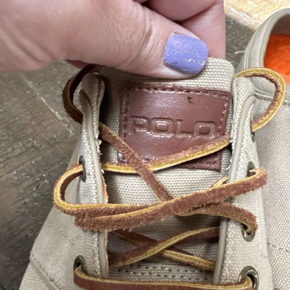 Ralph Lauren Polo faxon Tan low oxford cloth Men's sneakers Boat Shoes 10.5 D